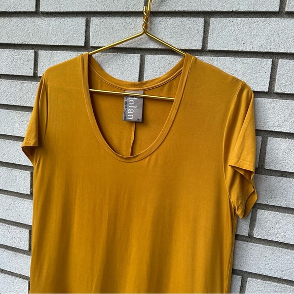 Anthropologie Dolan Left Coast Loren Mustard Yellow Tunic Shift Pocket Dress M - Picture 3 of 11